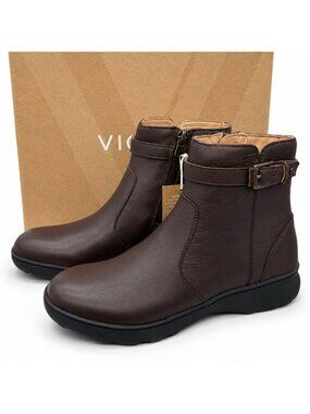 VIONIC Redding Supportive Chocolate Ganache Leather Waterproof Boots Womens 6